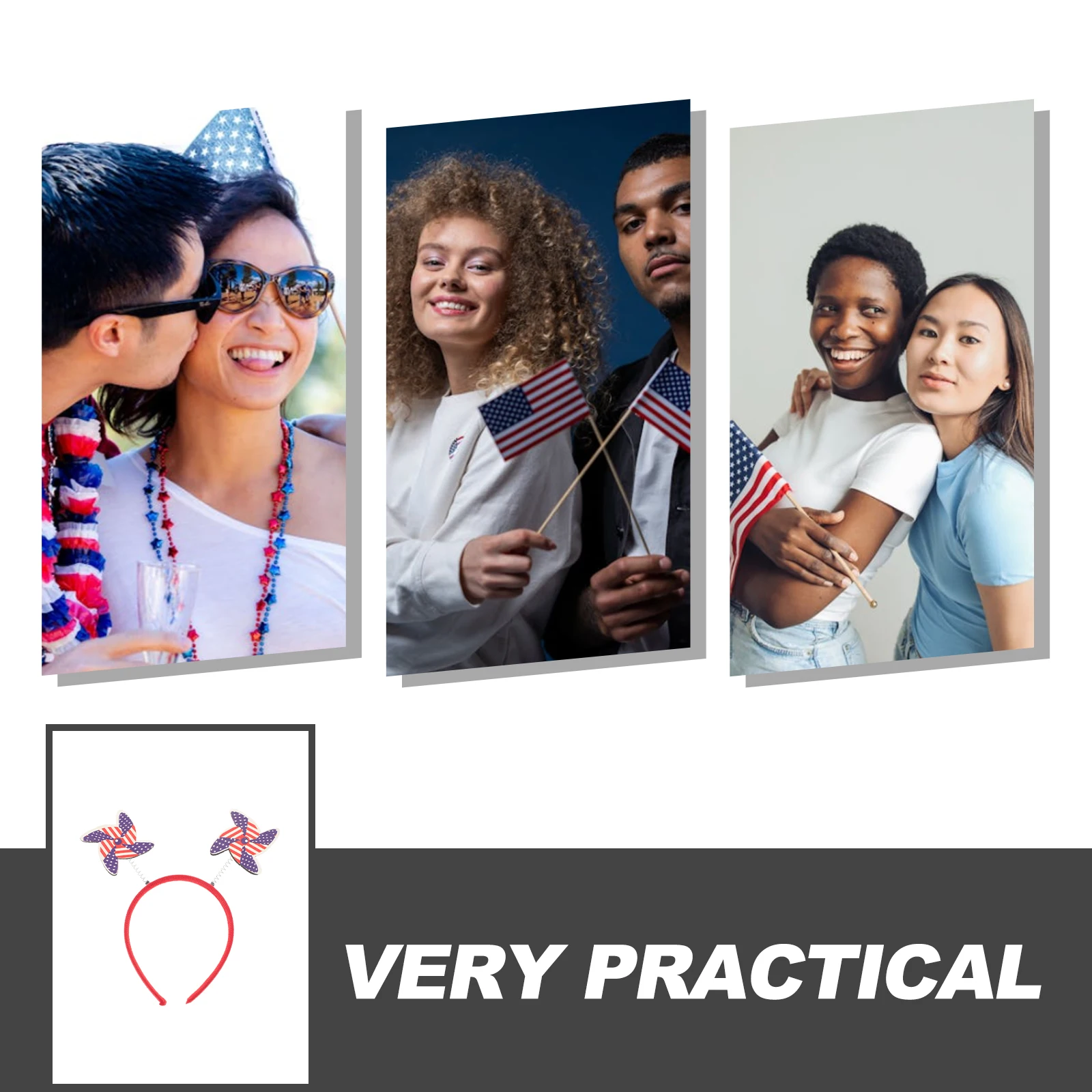 แถบคาดศีรษะ Windmill Headdress วันที่ 4 กรกฎาคมอุปกรณ์เสริมผมแต่งหน้าเครื่องแต่งกาย Props แถบคาดศีรษะ Hoop ผู้หญิง Headbands สําหรับ Miss