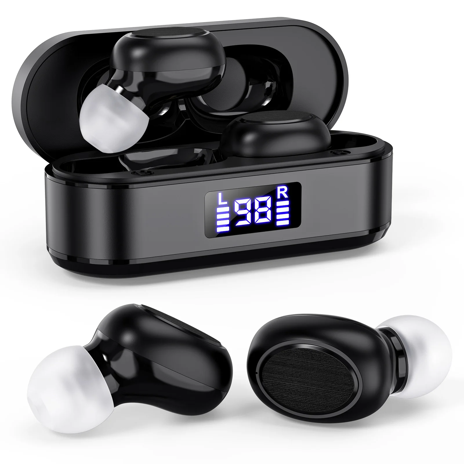 CIC Rechargeable hearing aid, hearing loss for the elderly, digital display, adjustable sound amplifier, portable charging case