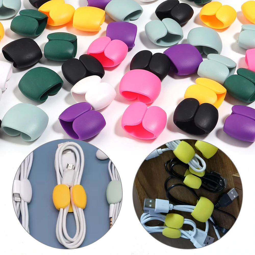 10-20pcs Travel Charge Cable Protectors Data Cord Clip Decoration Earphone Charging Cables Storage Buckle Cable Organizer