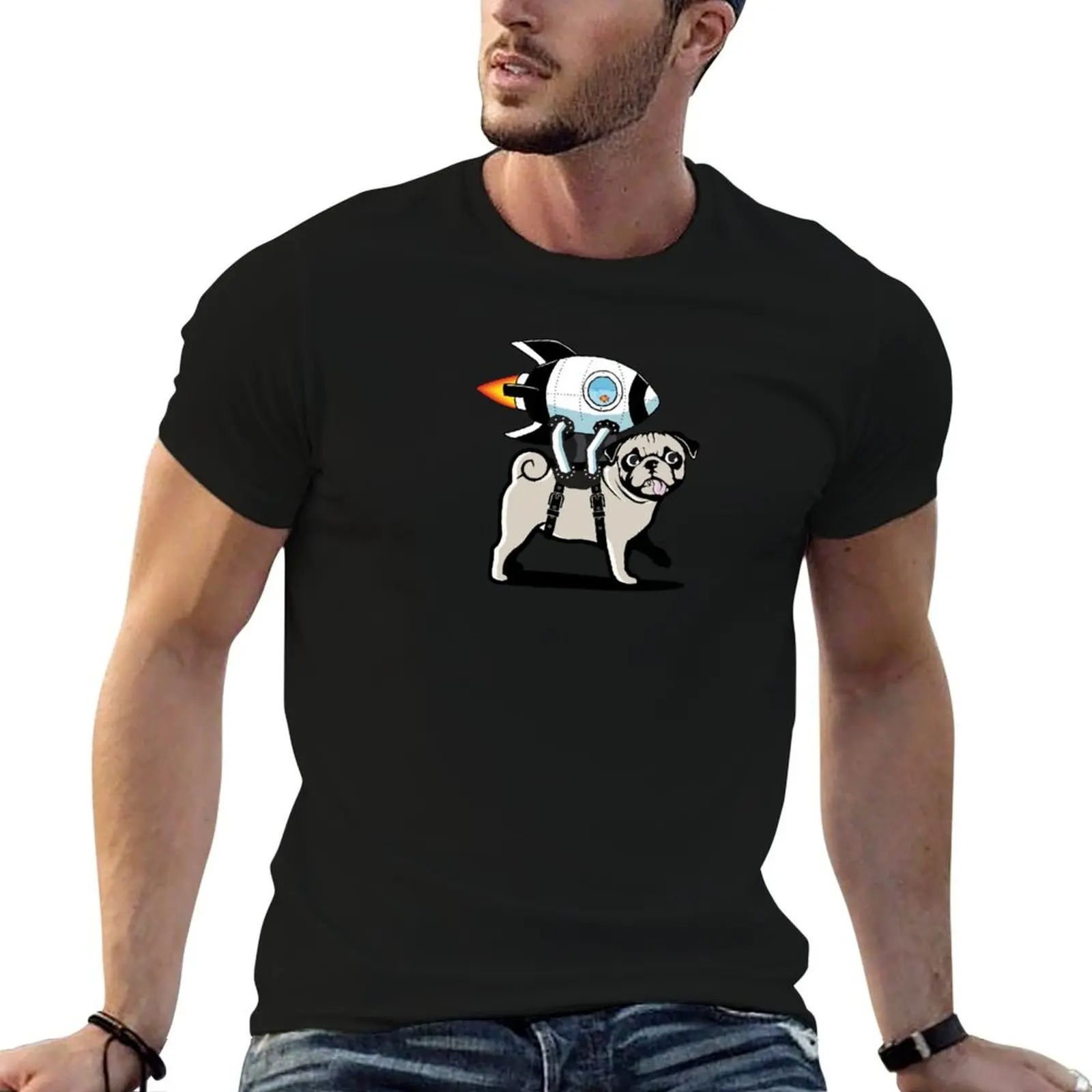 

Pug with a Rocket Ship and a Goldfish T-Shirt g man t shirts for men t shirt personalised T-Shirt