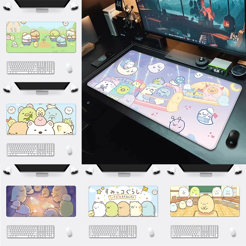 Kawaii Pink Sumikko Gurashi Mousepad HD Printing Computer Gamers Locking Edge Non-slip Mouse Pad XXL90x40cm Keyboard PC Desk Pad