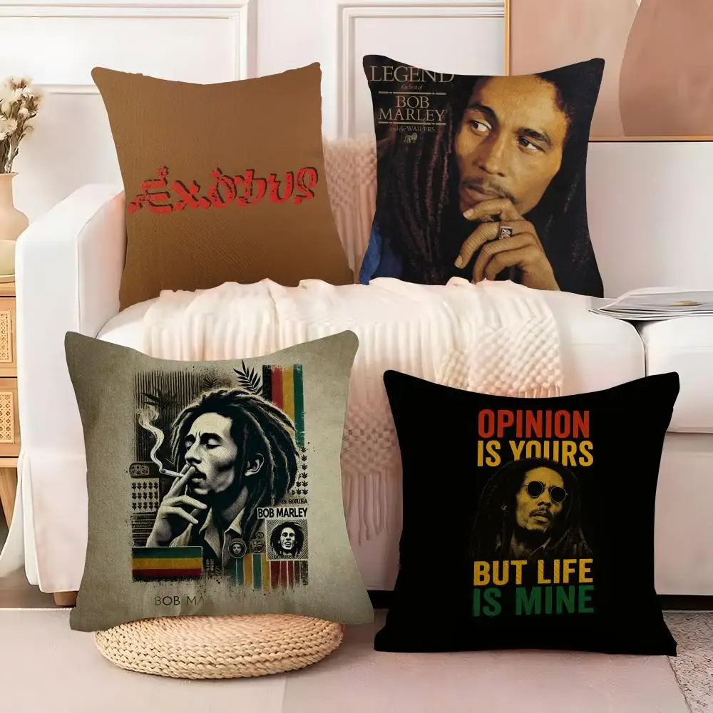 BobS Marley & T-The Wailers Cushion Cover Soft Plush Fabric Double-Sided Printed Sofa Cushion Cover for All Seasons Home Decor