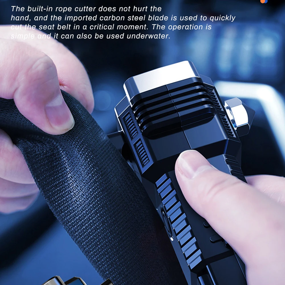 High Power LED Flashlight With Hammer Self Defense Rechargeable C Type Torch Light Lantern Power Bank For Camping Fishing