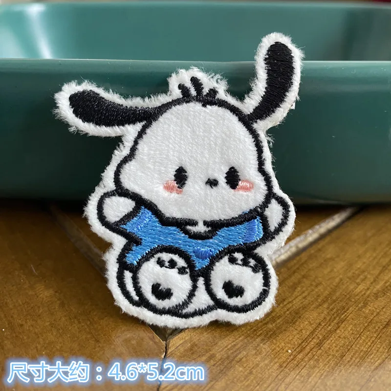 Purin Sanrio Anime Embroidered Patch On Clothes Fusible Patches Sticker Garment Jacket Pants Sewing Applique Kawaii Diy Gift