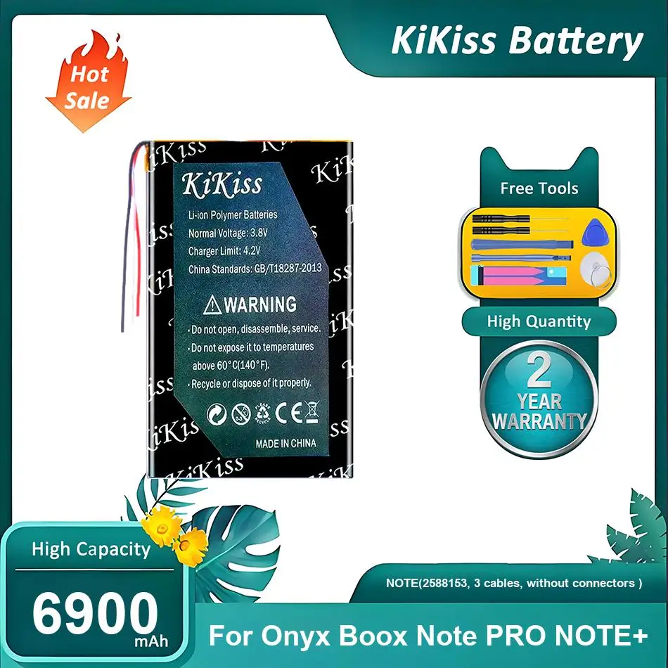 

KiKiss Battery For Onyx Boox Note PRO NOTE+,NOTE(2588153, 3 cables, without connectors ),6900mAh
