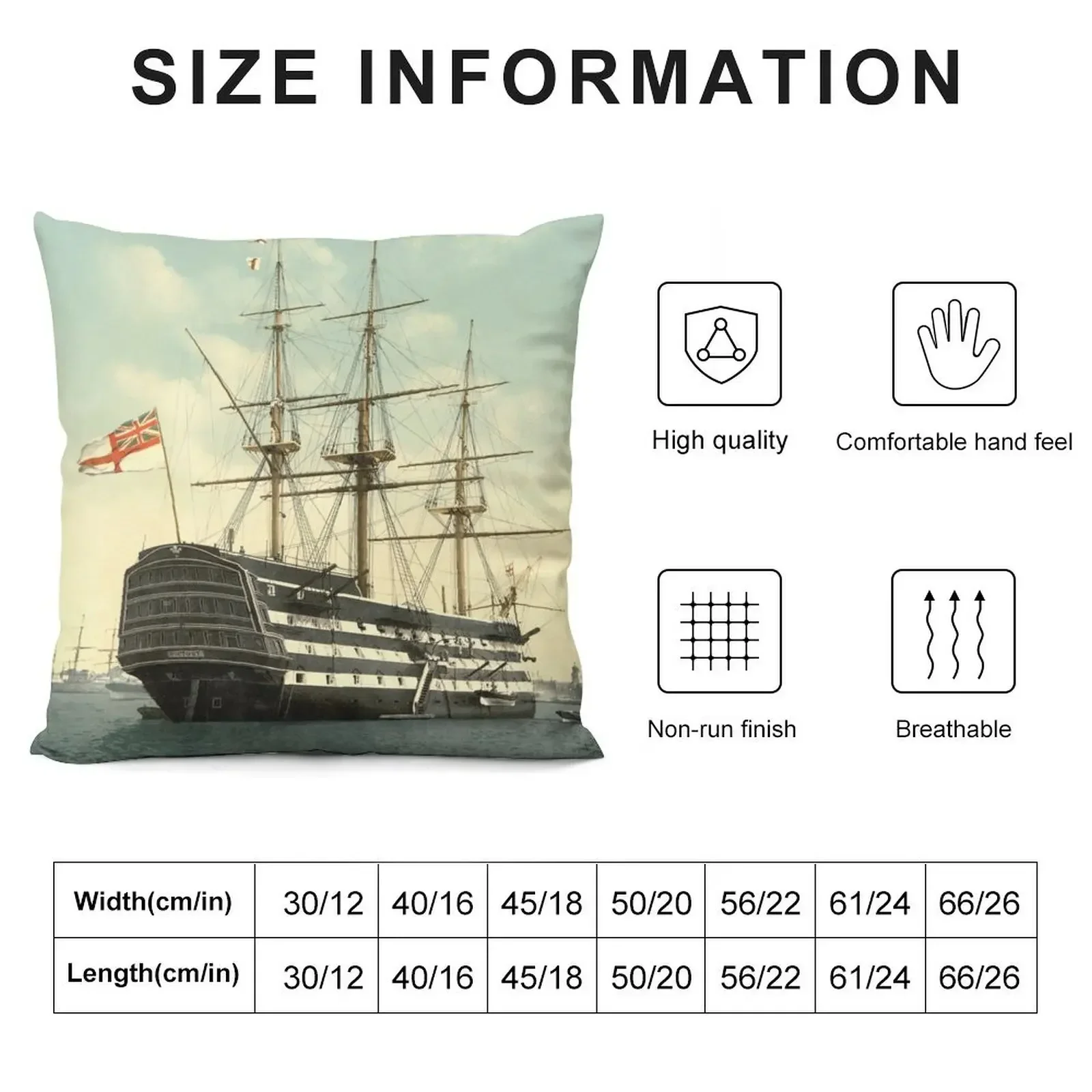 The Victory - Lord Nelson's Flagship Throw Pillow ornamental pillows Pillow Covers Decorative Throw Pillow