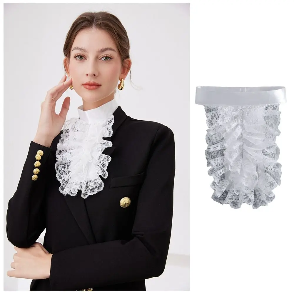 Polyester Fibre False Collar Detachable Ruffle Lace Shirt False Collar Victorians Blouse Sweater Lapel Top Clothing Accessories