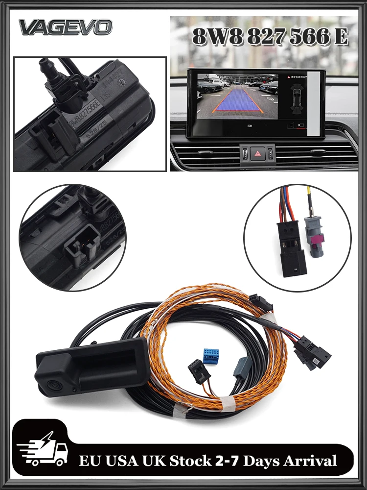 Für Audi A5 B9 A5 F5 Q5 FY A6 C8 Q7 4M Q8 Rückfahrkamera mit Highline-Führungslinien-Kabelbaum 8W8 827 566 E 8W8827566E