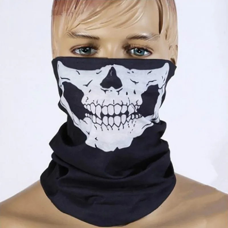 

Motorcycle Face Mask Cover Fleece Unisex Neck Guard skull Scarf White for KTM motorcycle
