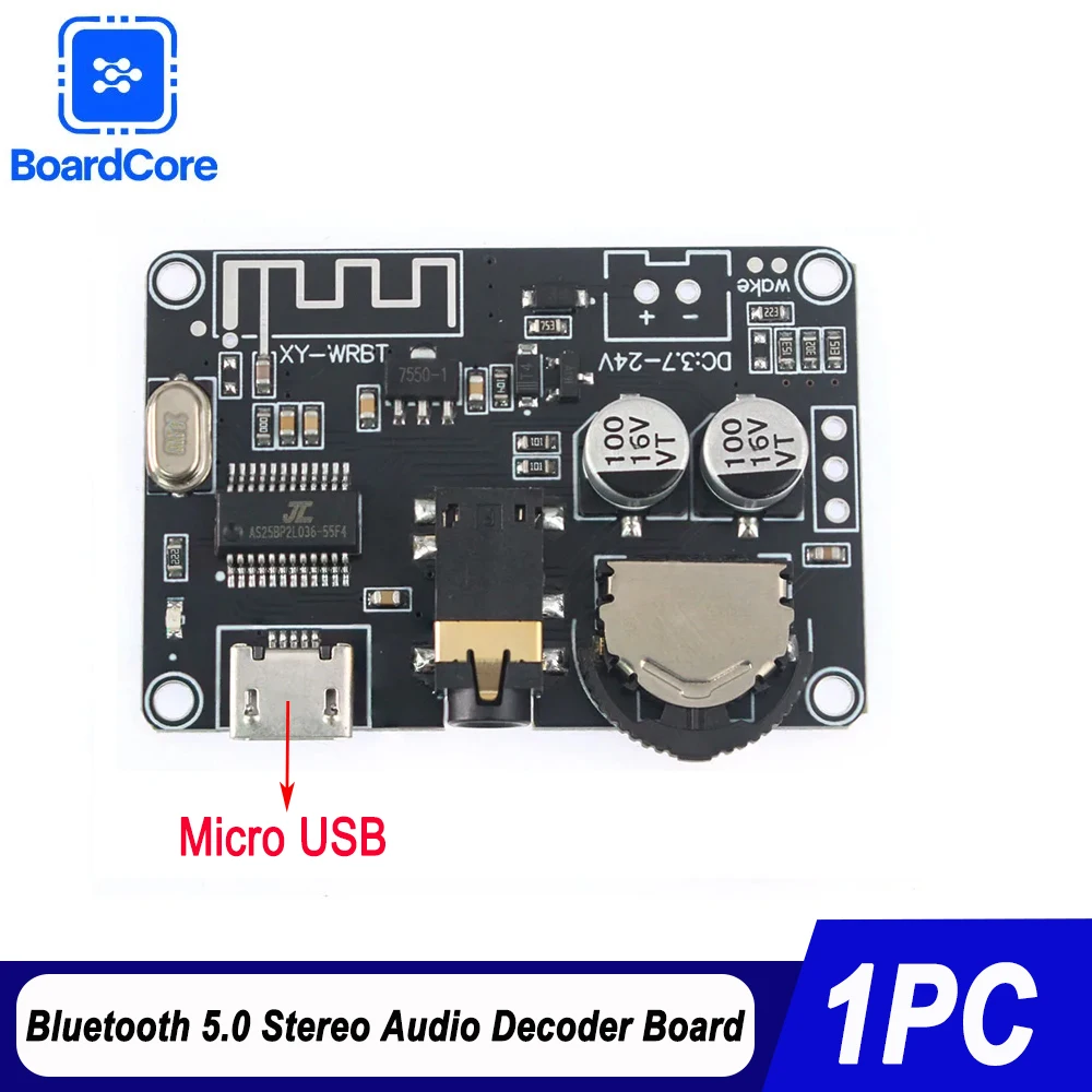 Placa decodificadora de Audio estéreo Bluetooth 5,0, Micro USB BT 5,0, placa decodificadora sin pérdidas, módulo de música estéreo inalámbrico, DC3.7-24V, 1 ud.