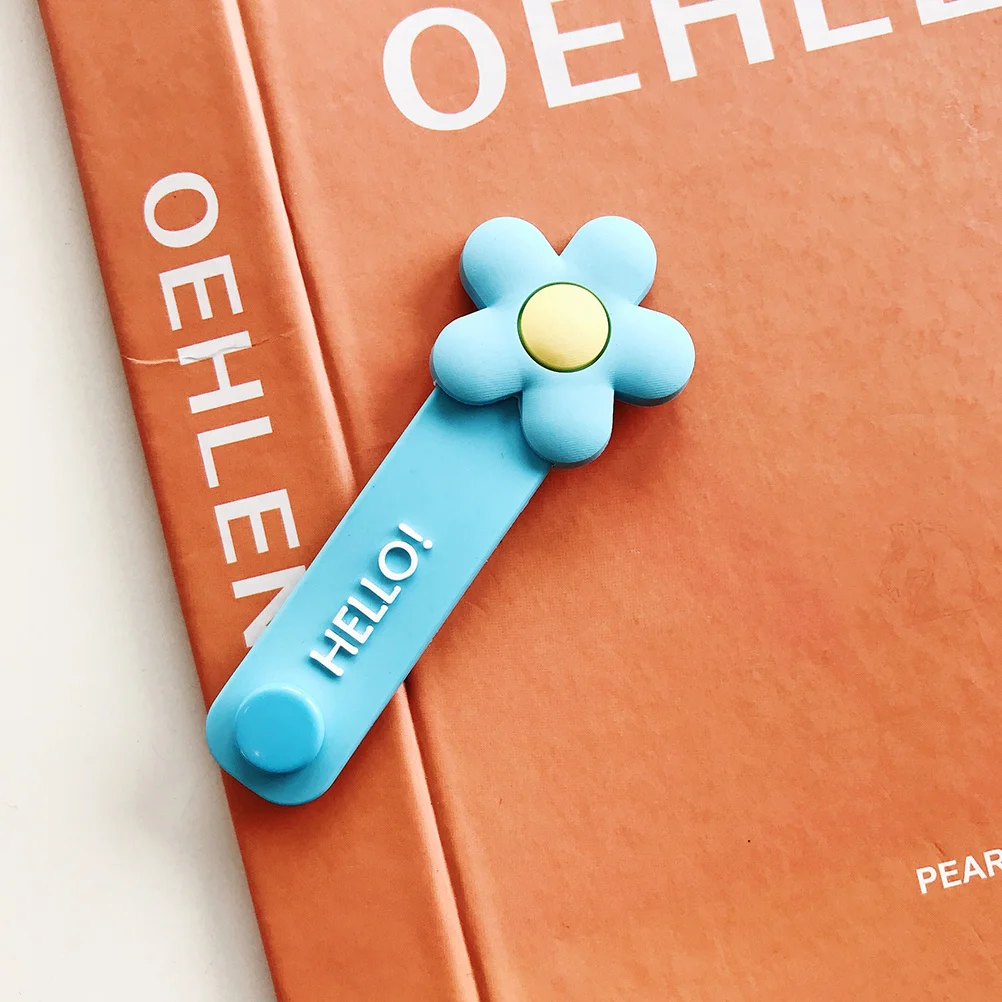 2 قطعة منظم كابلات الزهور صديق للبيئة من السيليكون لسطح المكتب لسماعات الرأس وكابلات USB للاستخدام المنزلي والمكتب باللون الأزرق #5