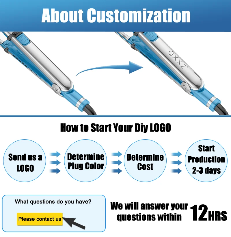 QXXZ Customized Hair Straightener Flat Iron LED Temperature Light Display Titanium Plate Rapid Heating Styling Tools - image 5