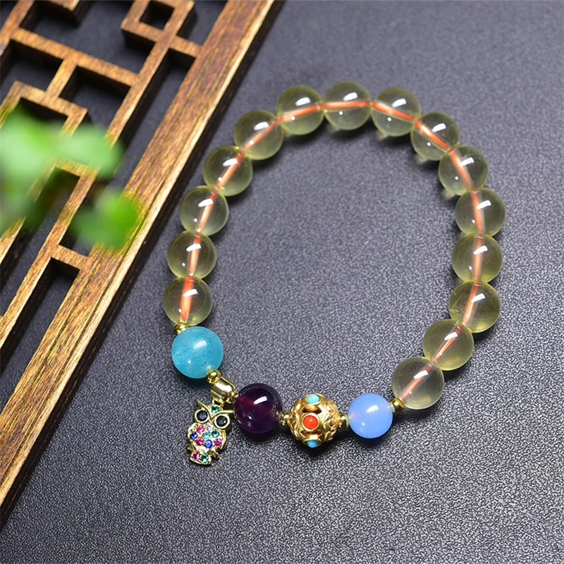 10MM Natural Citrine Amazonite Bead Bracelet Women Men Jewelry Gemstones Bracelet Christmas for Girls Lucky Gift 1PCS