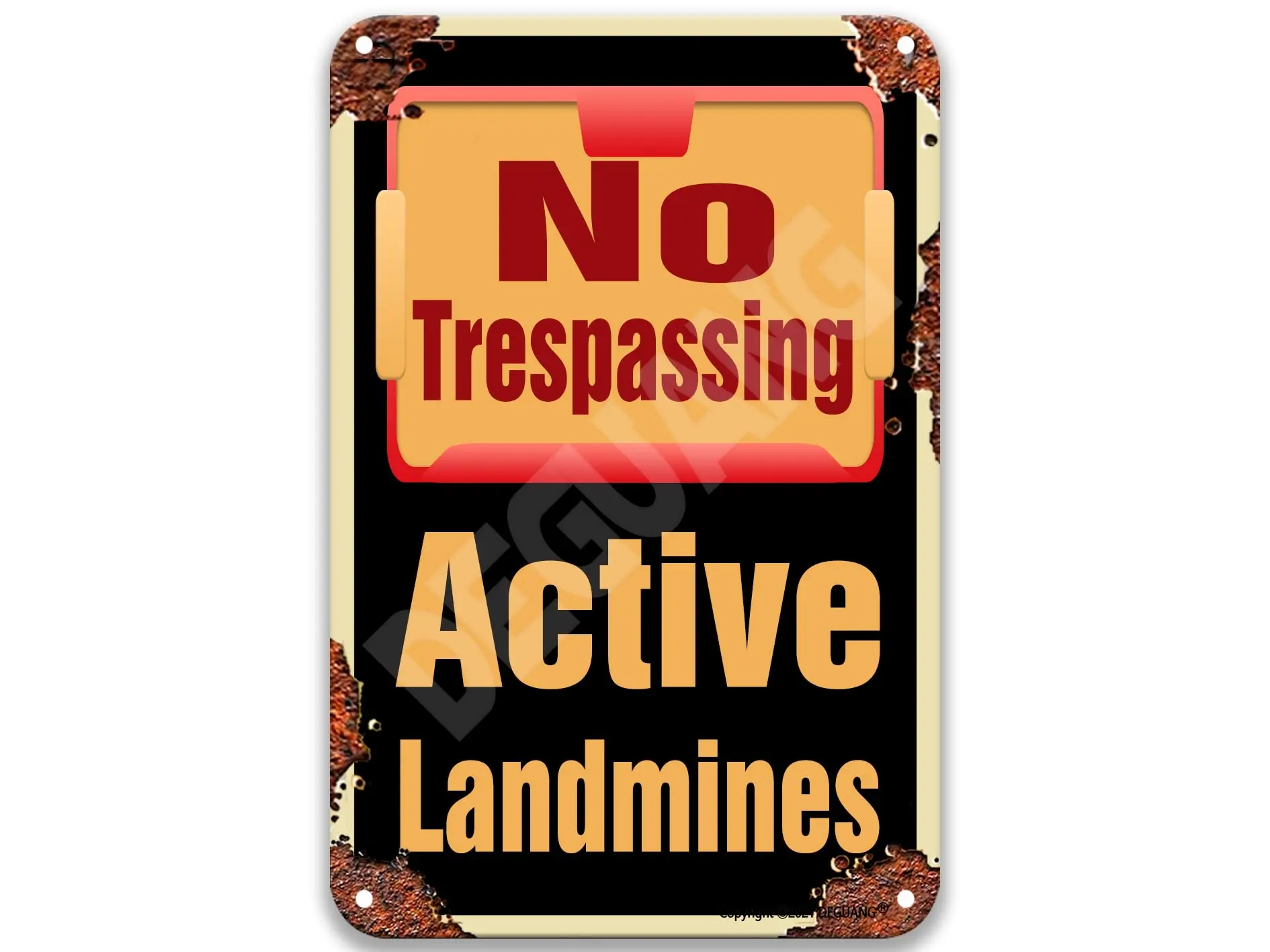 Warning No Trespassing Active Landmines Tin Sign Vintage Kitchen Wall Decor Farmhouse Farmhouse Kitchen Decor Country Room Wall 