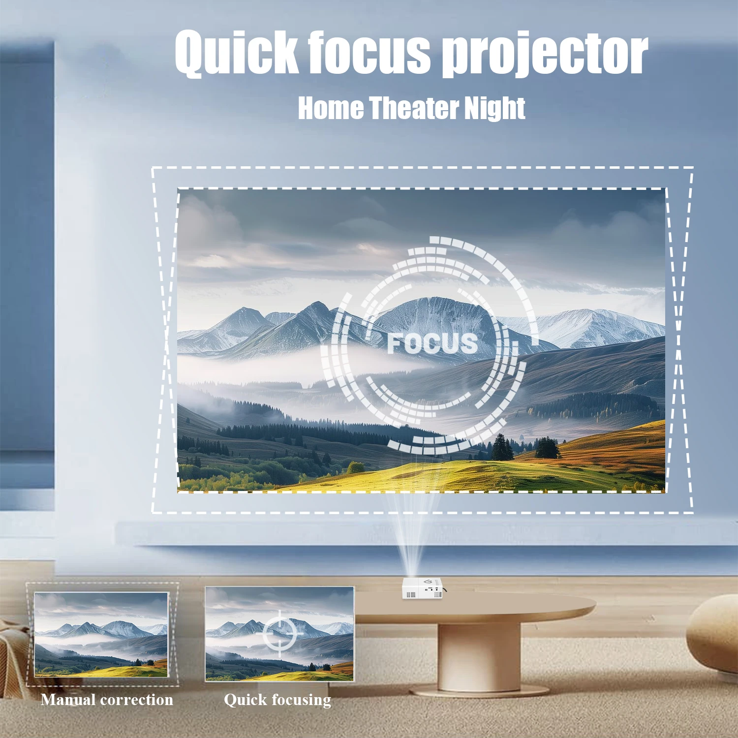 Mini projector, HD projector, portable projector, compatible with mobile phone/PC/USB/speaker, home theater projector