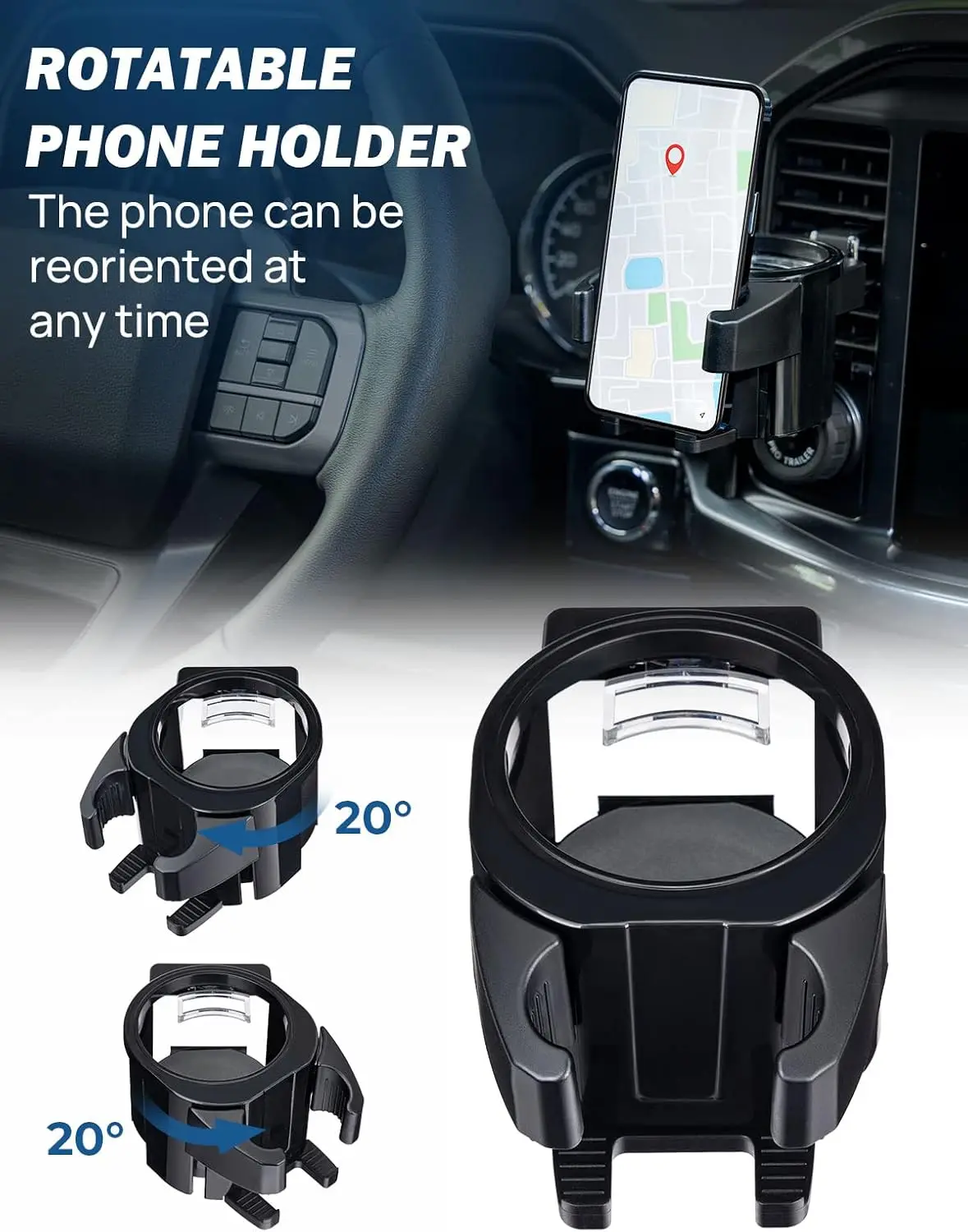 Car Cup Holder With Rotatable Phone Holder Air Vent Cup Holder For Car Drink Holders For Hot And Cold Drinks