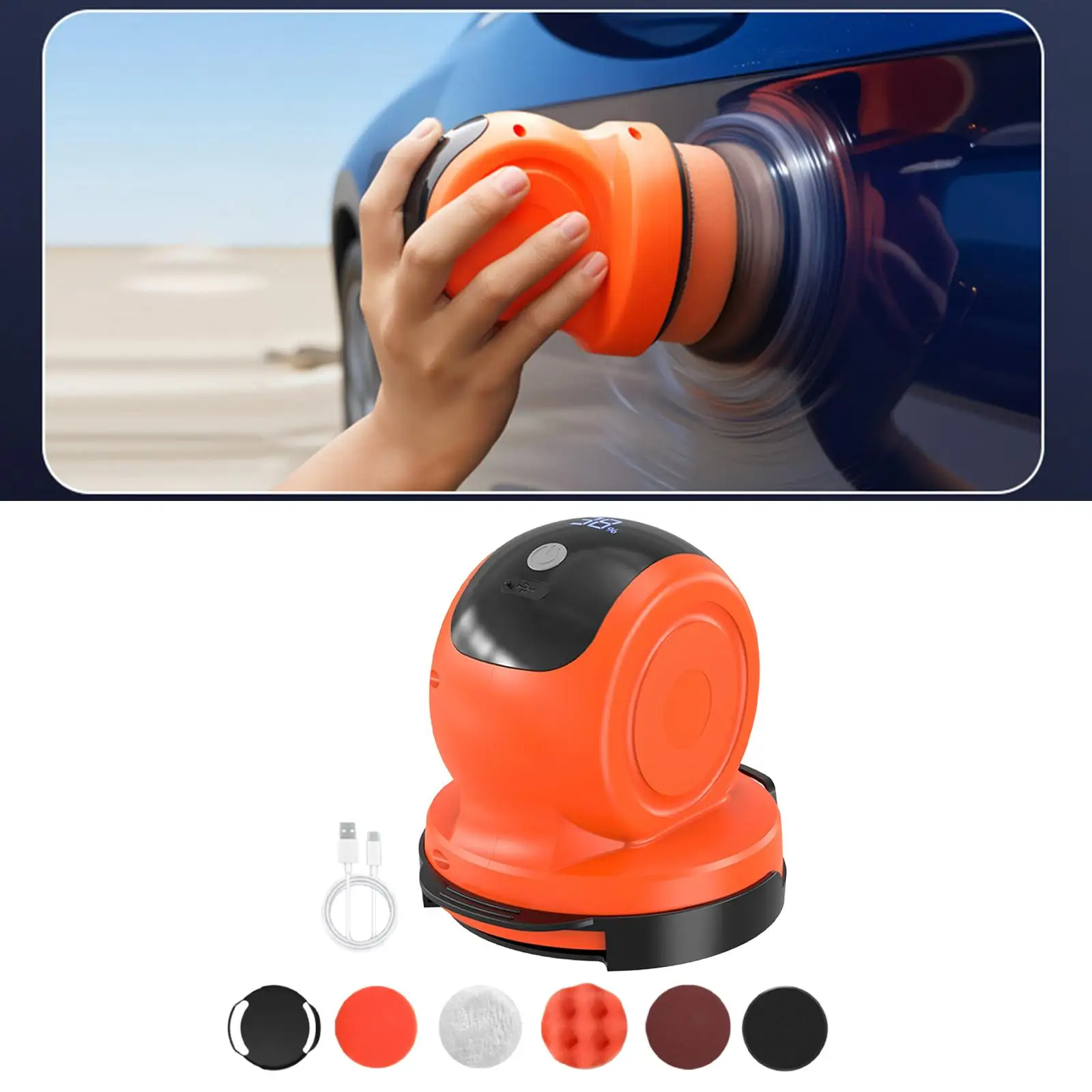 Car Polishing Machine Cordless Lightweight Rechargeable Waxing System for Multi Tools and Car Cleaning Kit