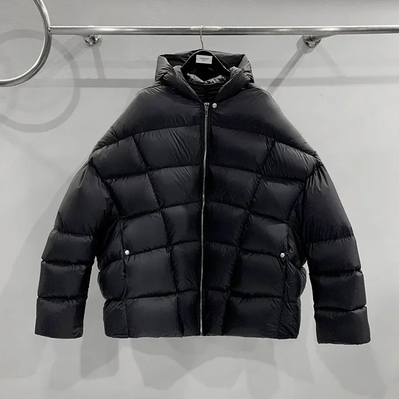 

24ss Owens Пуховик с капюшоном «летучая мышь» Rick Jacket High Street Белый гусиный пух на молнии Пальто больших размеров Корейская мода RO Пальто