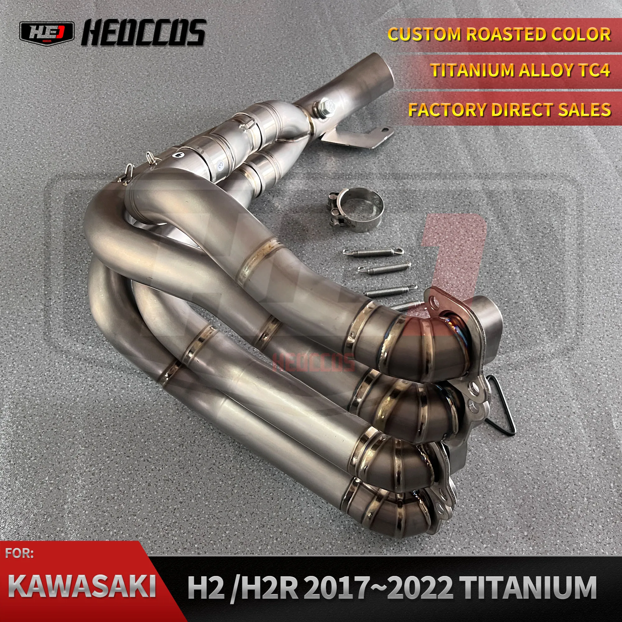 HEO High performance For Kawasaki H2 H2R 2017~2022 Titanium exhaust system downpipe manifold performance upgrade