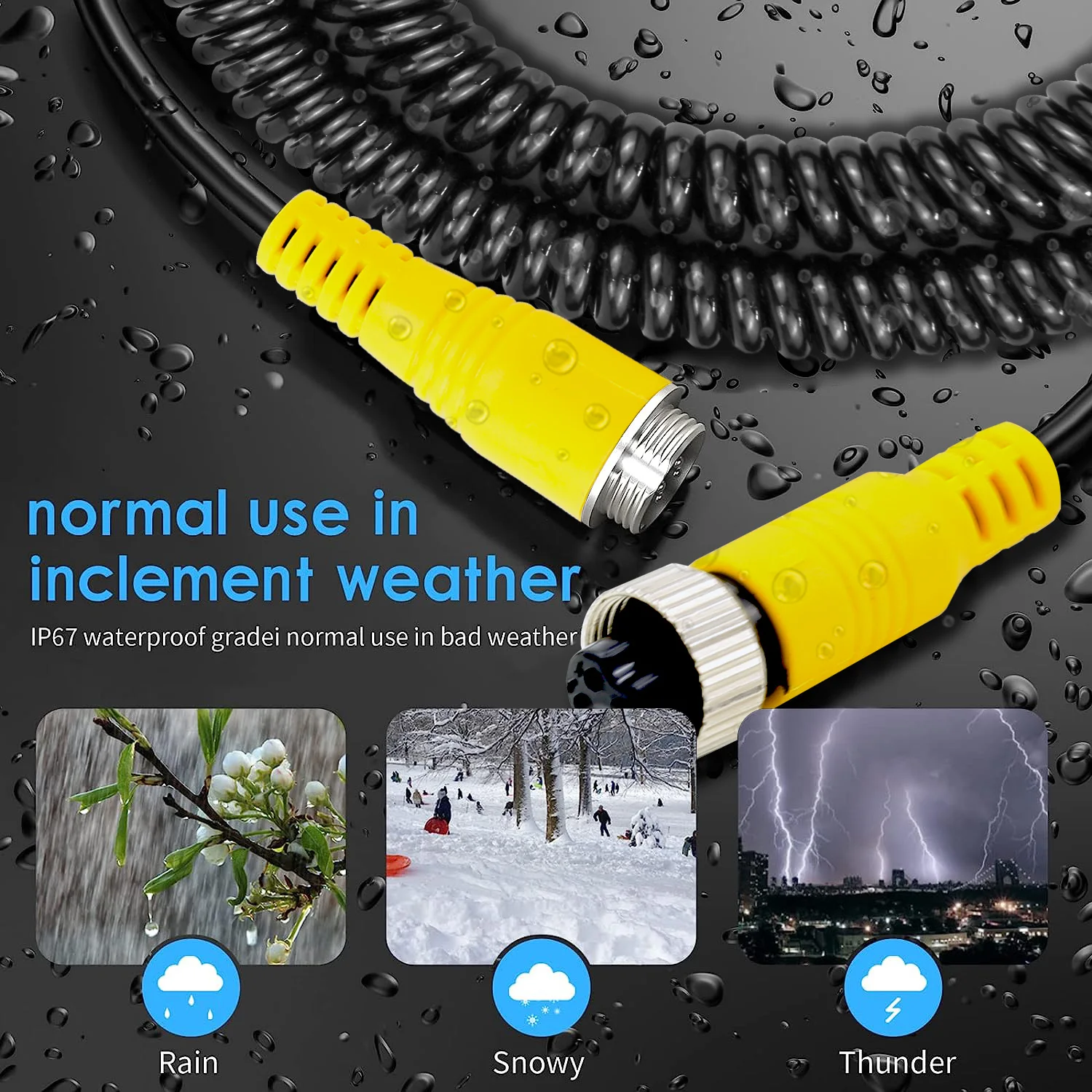 8 Meters 4PIN Vehicle Cam Monitoring Spring Cable Anti-Interference Camera Extension Cord Pure Copper Core For Trailer