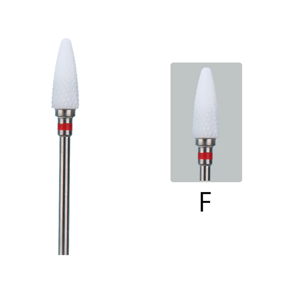 Broca de cerámica para uñas, limas de uñas, cortador de fresado, rebabas eléctricas, cabezal de molienda, manicura, pedicura, limpieza de cutículas,