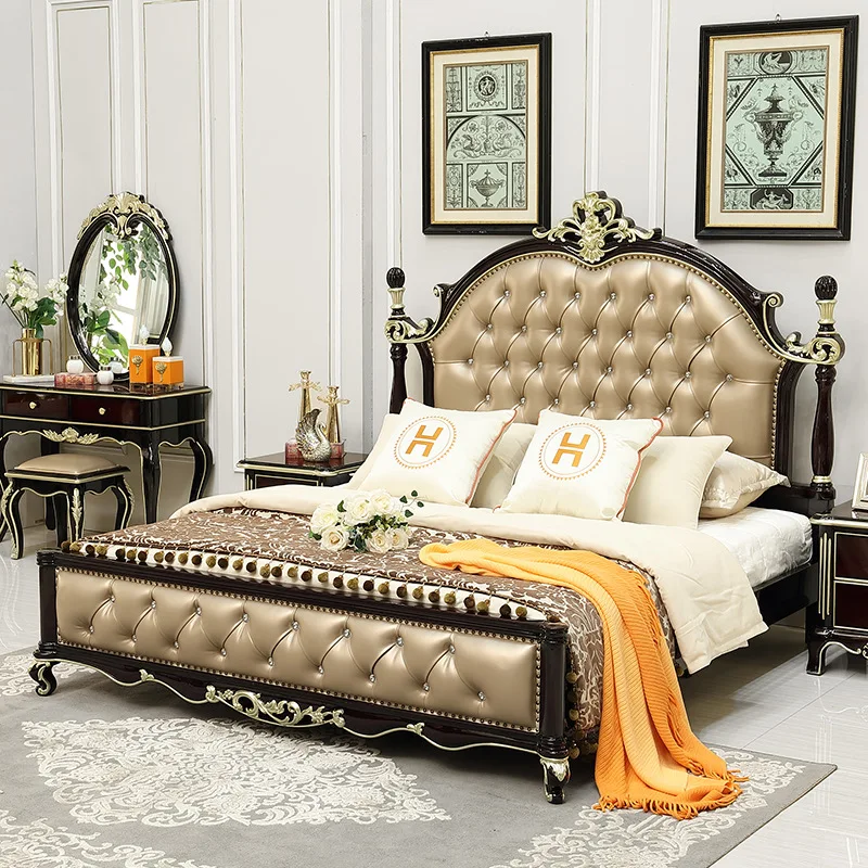 Ebony furniture European double bed birch 1.8m wedding bed 3