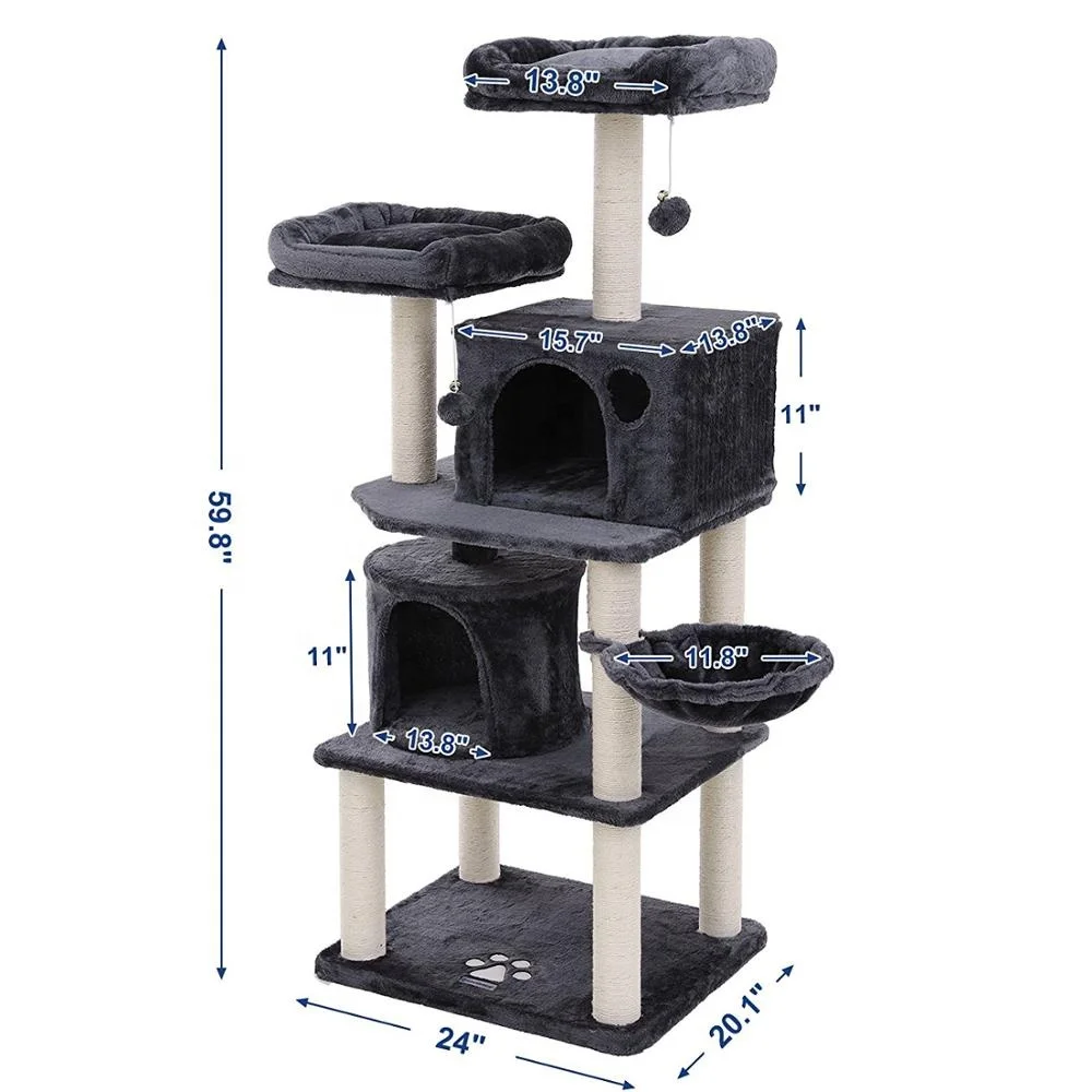 Pet Products 2021 Club Pets New Style Fashion DIY Wooden Sisal Cat House Tree Cat Scratcher for Pet Kitten