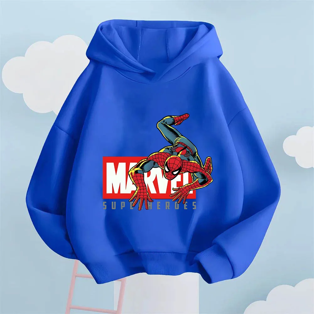 Felpa con cappuccio con stampa Spider-Man capovolta del supereroe Marvel per ragazzi e ragazze, comoda felpa casual per bambini autunnali e invernali