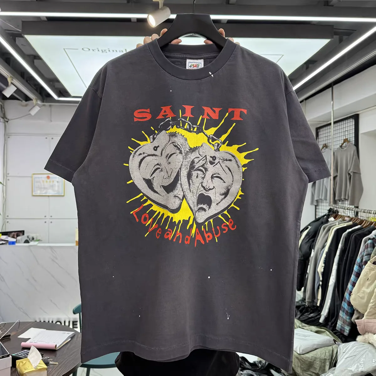 New Washed MASK Vintage SAINT T Shirt Men Women Tee Tops T-Shirt