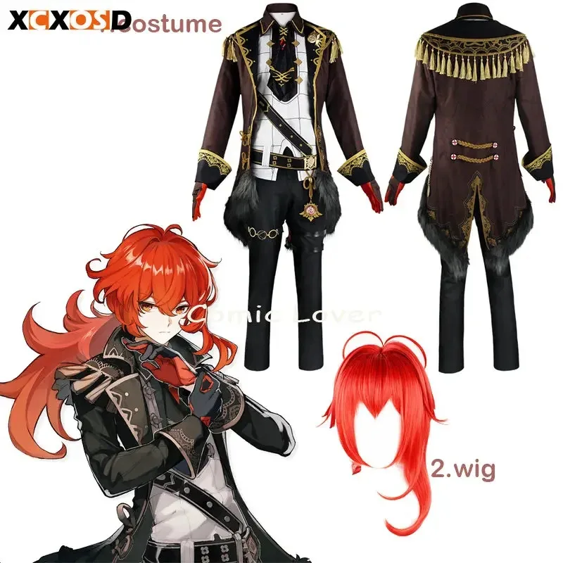 

Genshin Impact Diluc Ragnvindr Cosplay Costumes Wig Arrival Game Character Outfit Unisex Comic Roleplaying Clothes TKs;2,k'5,t;8