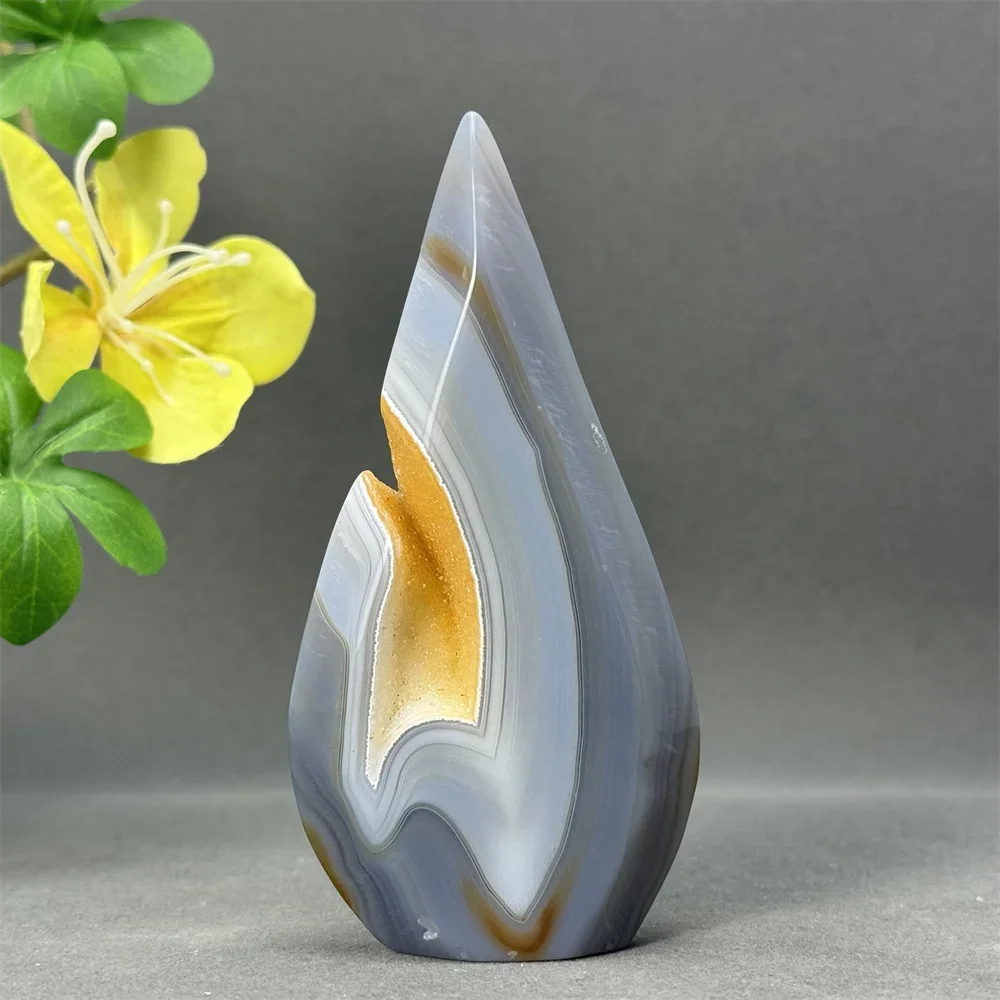 Natural Gemstone Yellow Agate Crystal Cave Free Form Torch Reiki Healing Meditation Witchcraft Sacrifice Home Energy Ornaments
