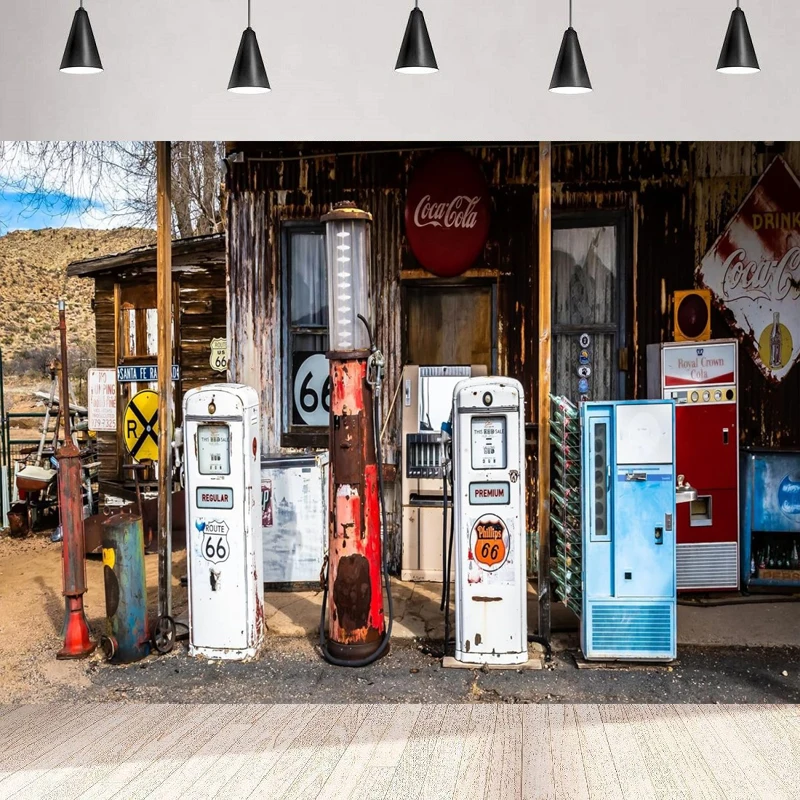 Photography Backdrop For Historic Route 66 Hackberry General Store Rustic Gas Station Background for Route 66 Travel Theme Party