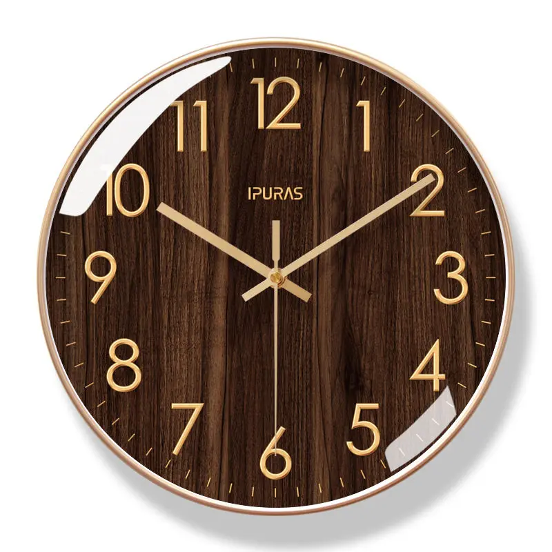 

Clock living room wall clock 2026 new retro wood grain simple home wall watch decorative clock wall quartz wallclock