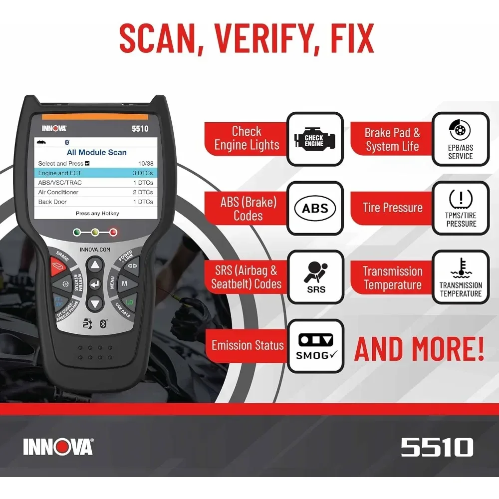 5510 OBD2 Scanner, Scantool for ABS Clear, All System Scanner, Caliper Service, Brake Pad Life, Read/Erase ABS/SRS Code