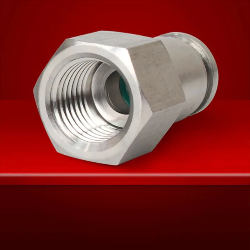 304 Stainless Stee Pneumatic Quick Connector PCF4-12 Straight 01/02/03/04 Internal Thread Connecting Gas Pipe Connector