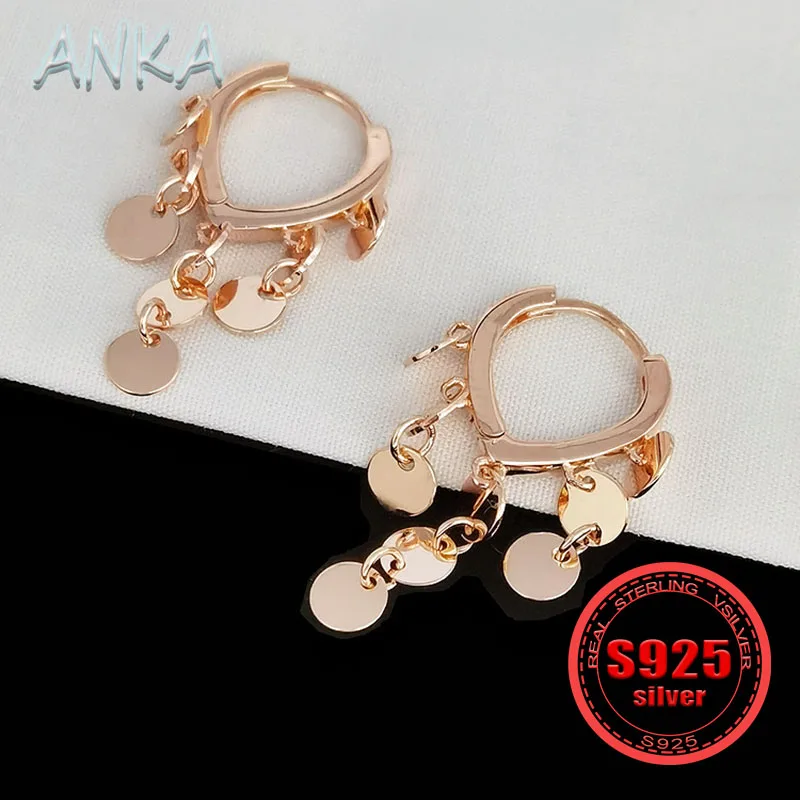 ANKA New S925 silver ear buckle new tide female models earrings temperament tassel sequins earrings trend wear single product