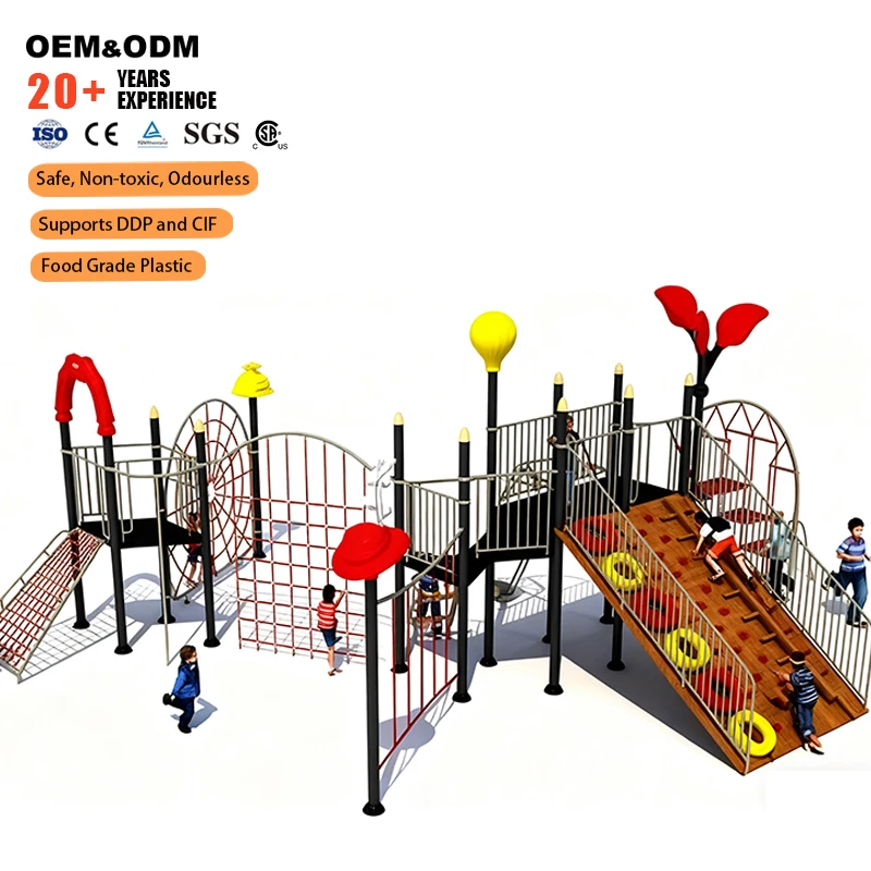 2026 Eco-friendly Plastic-Metal Structure Outdoor Playground Activity Adventure Center For Parks & Kindergartens 10-20 Kids