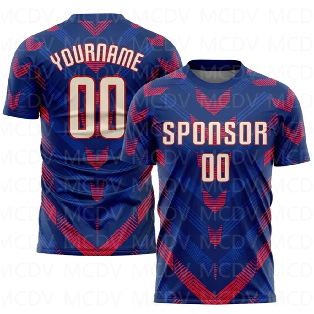 Custom Red White-Gold Sublimation Soccer Uniform Jersey 3D Printed T shirts Unisex Summer Sports Tops Tees