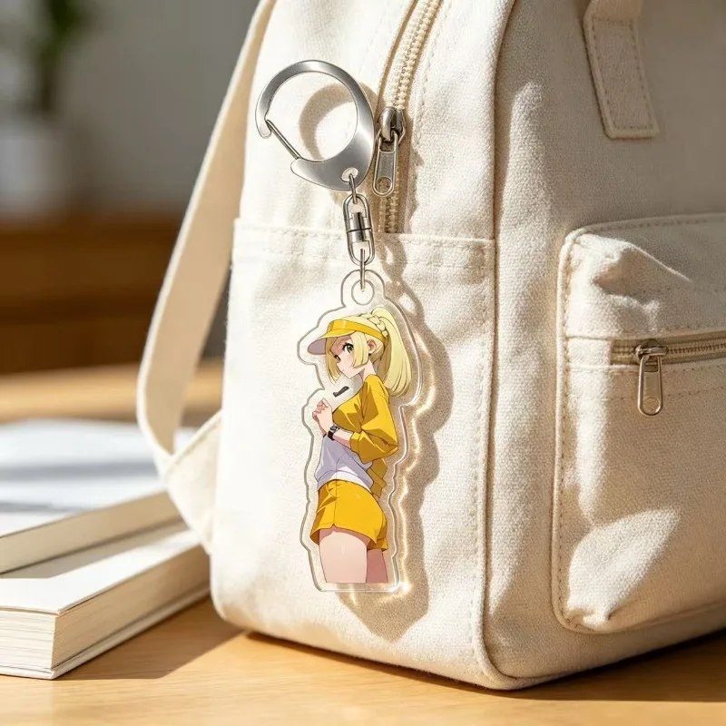 For Pokemon Elf Lillie Lusamine Misty May Blue  Selene Hilda Acrylic Selfmade Original Cute Cartoon Anime Keychain Pendant
