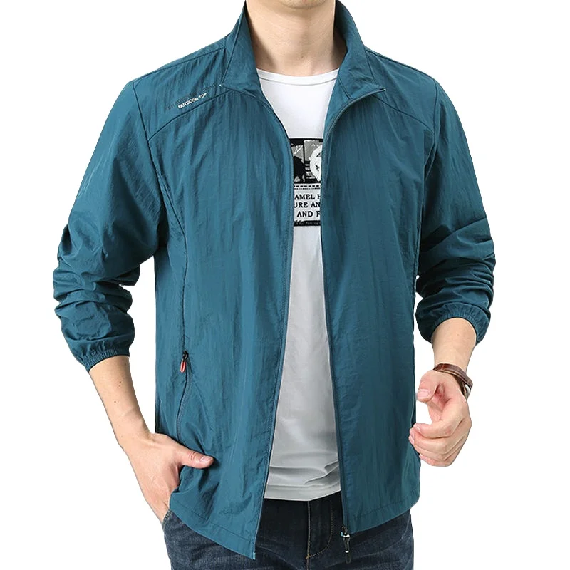 

Summer Men's Ultra-thin Sunscreen Clothes Stand Collar Loose Casual Breathable Jacket Outdoor Sports Quick Drying Skin Clothing