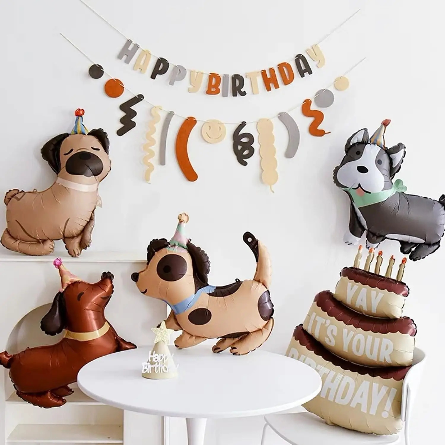 

Cute Puppy Anime Husky Pug Dachshund Dog Foil Balloons Birthday Party Decorations Animal Theme Party Supplies Indoor Background