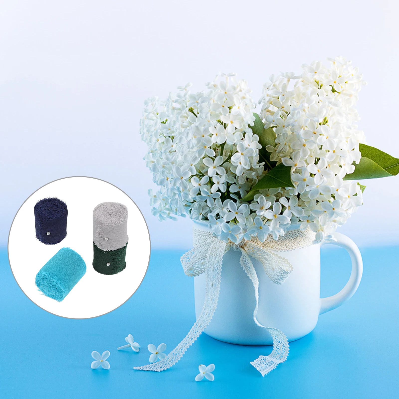 

4 Rolls Polyester Ribbon for Bridal Bouquet Wedding Party Gifts Craft Supplies Flower Straps Holiday Packaging