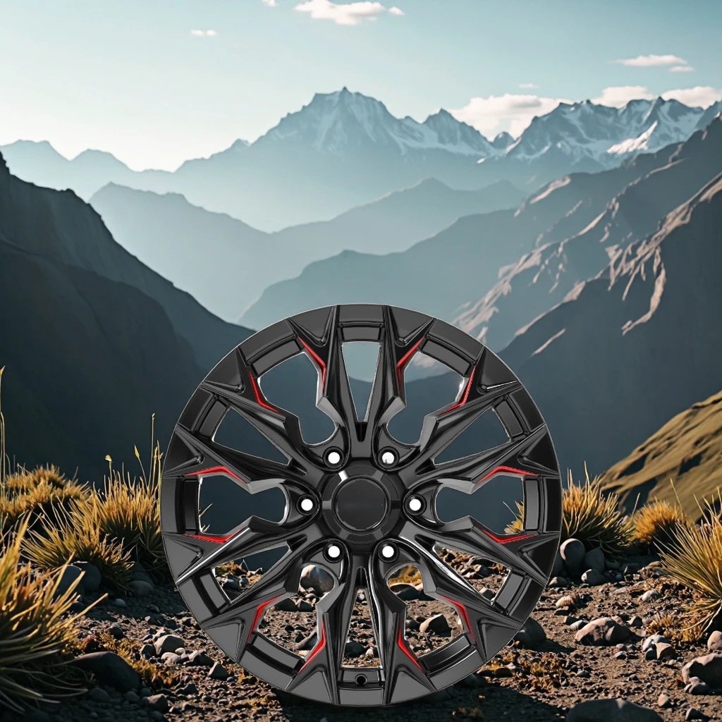 جديد مخصص مقعر الأسود والأحمر الحافات Te37 15-24 بوصة 6x139.7 6x132 سبيكة مزورة عجلات 25 مللي متر 35 مللي متر ET لعجلات سيارة الركاب