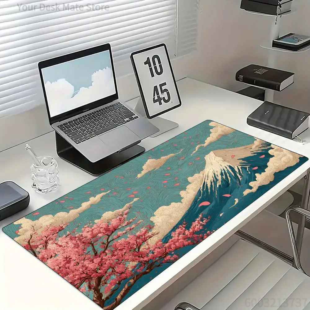 

Ukiyoe Style Mount Fuji Sakura Mouse Pad Large Rubber Anti-slip Desk Accessories Mousepad for Office & Gamer Keyboard Decor Mat