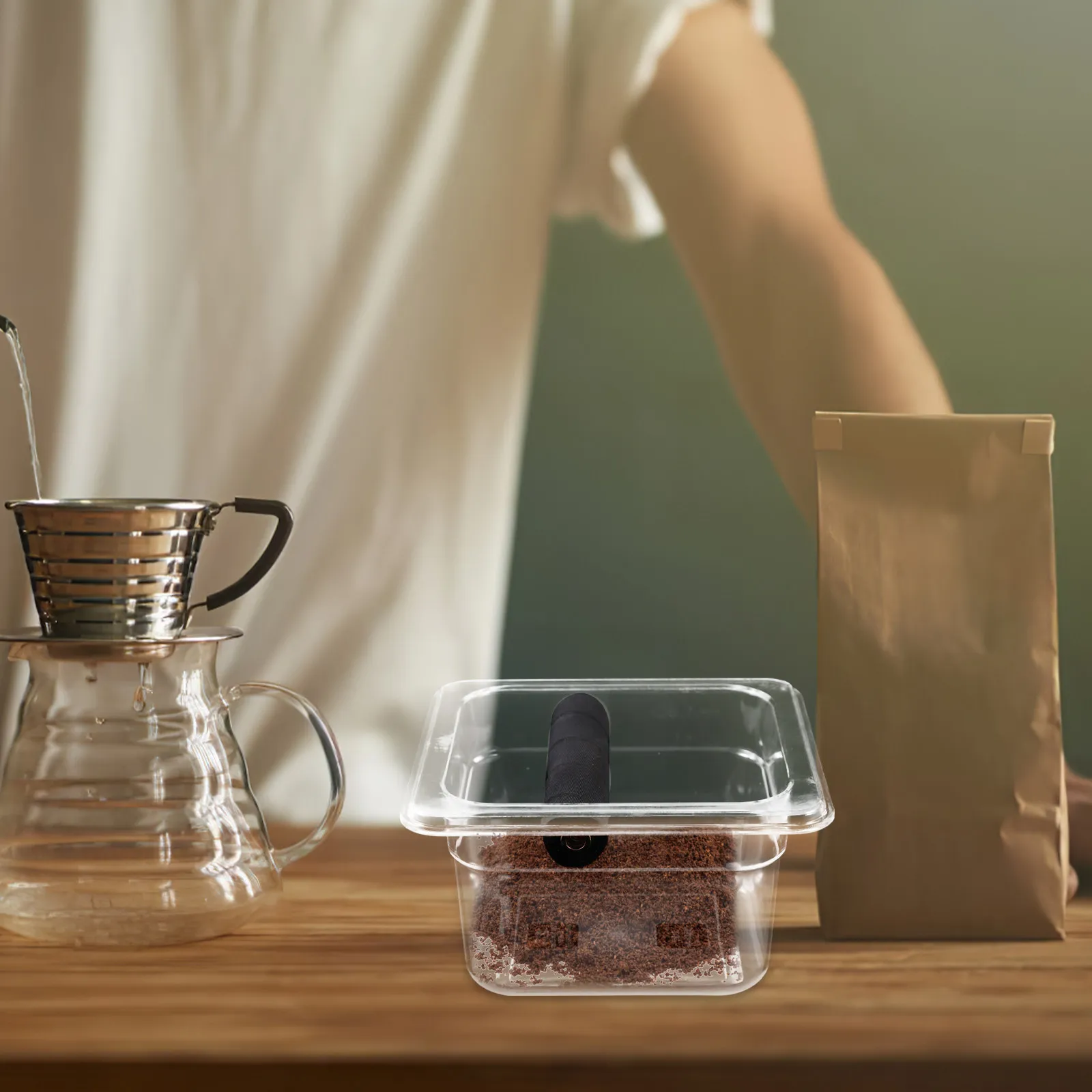 Contenedor de Café Acrílico Transparente, Pequeño y Compacto, para Residuos de Café, Accesorios para Espresso en Casa u Oficina