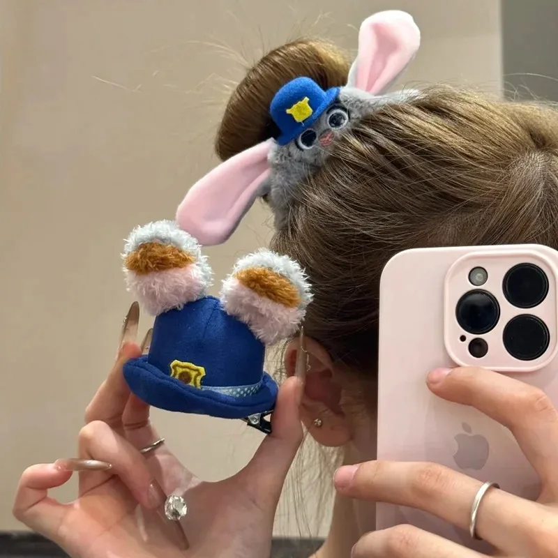 Disney Zootopia Judy Plush Hairbands Cartoon Sweet Hairpin Creative Bangs Side Clip Girl X-mas Birthday Suprise Gift for Grils@