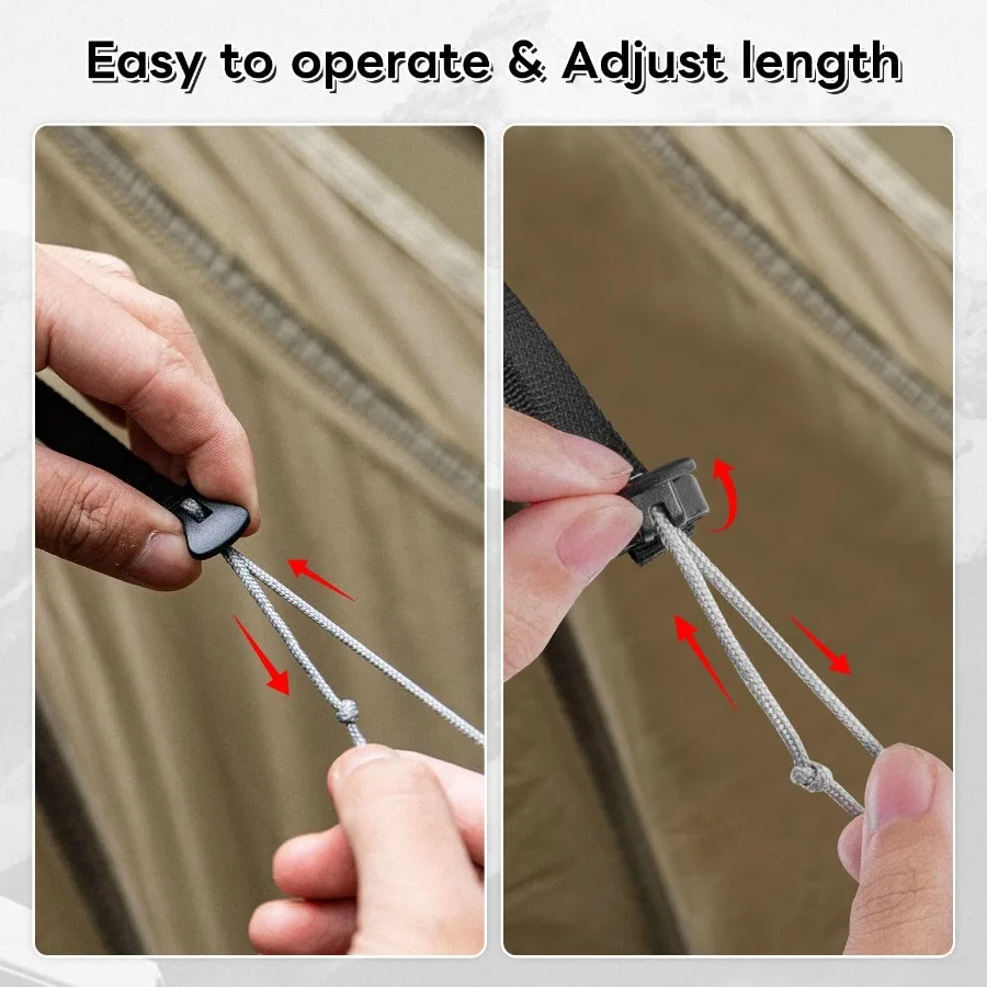 4 pacotes de cabos de barraca ultraleves com mosquetão de travamento, 2mm, 100% nylon, cordas para barraca de acampamento ao ar livre, escalada de lona