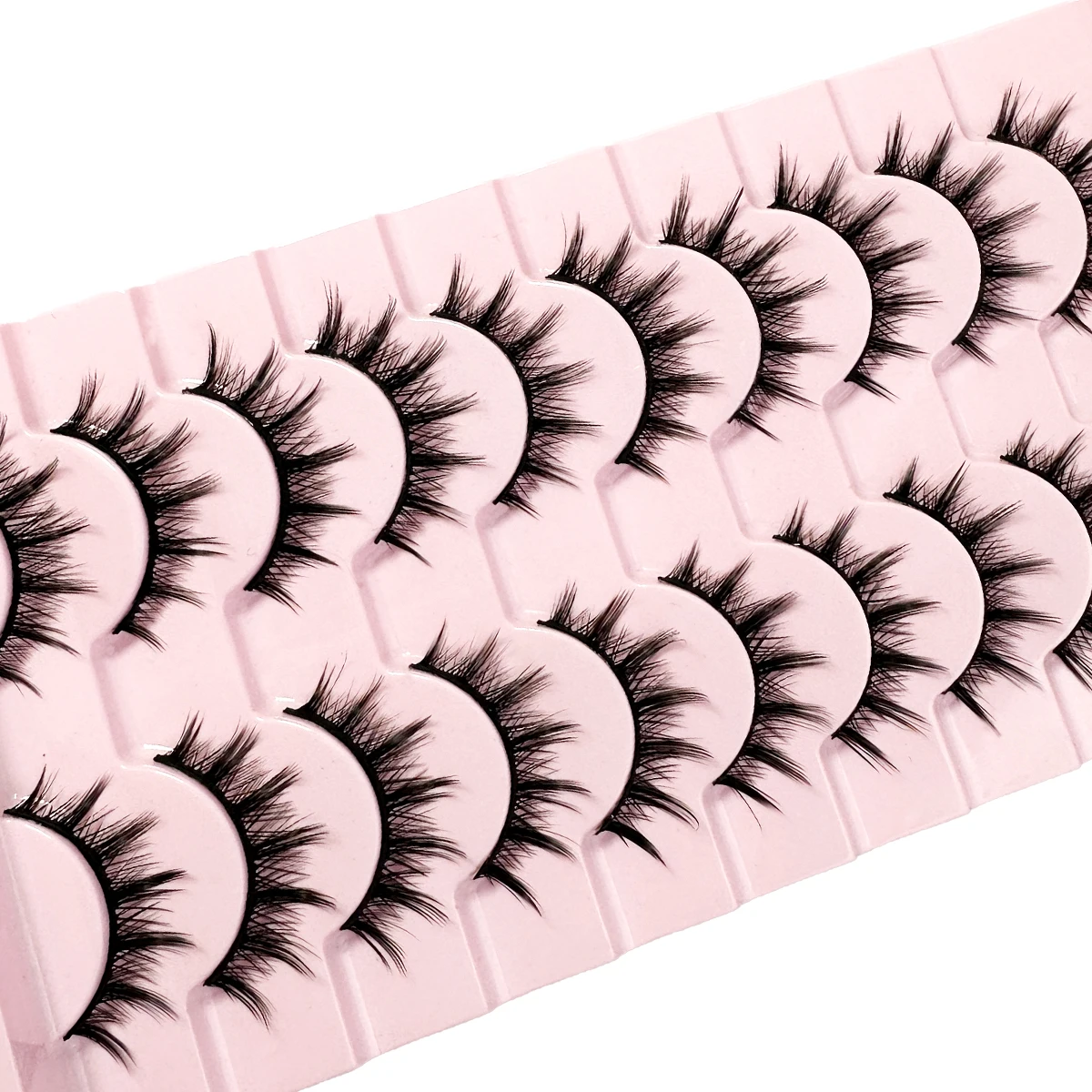 Ciglia finte dall'aspetto naturale Anime Wispy Soffici appuntiti Confezione di ciglia volume 3D Coreano giapponese asiatico Cosplay 10 paia