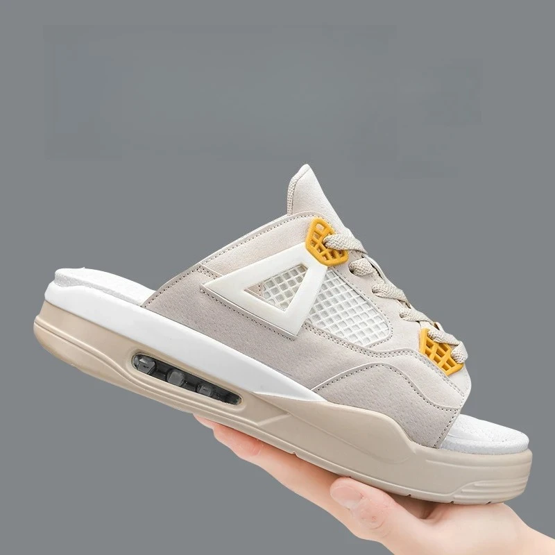 

Модные мужские шлепанцы больших размеров, летние пляжные сандалии с толстой подошвой, спортивный стиль, повседневные слипоны с подошвой из ЭВА