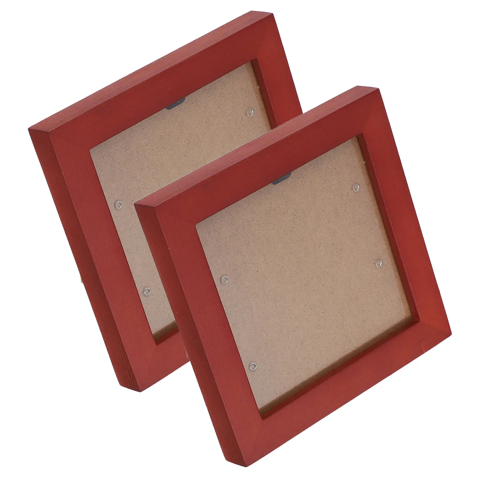 2Pcs Square Wood Cd Dvd Storage Rack Dark Red Picture Frame for Wedding Birthday Calligraphy Art Photo Display